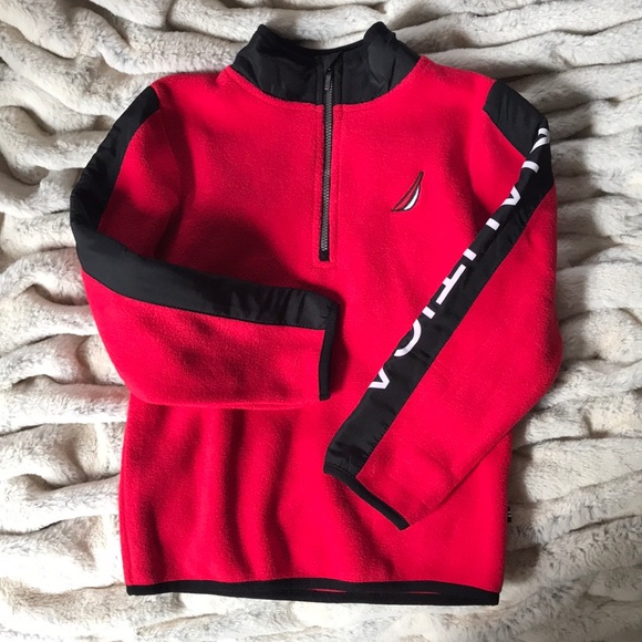 Nautica Fleece Pullover 1/2 zip red and black boys size 5 EUC - Picture 1 of 7